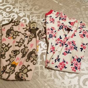 Set of 2 fleece footie Pjs girls 18 mos